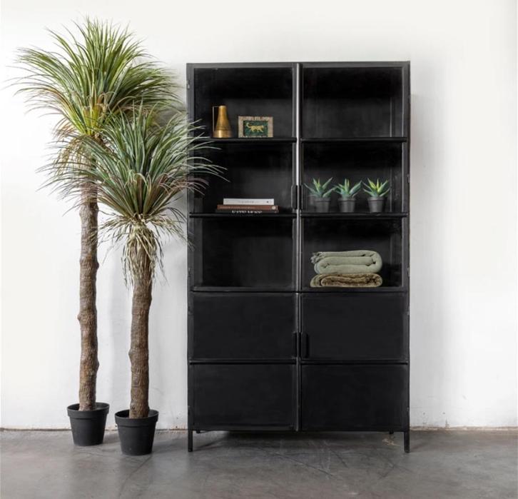 Vitrinekast Tygo Zwart metaal, Huis en Inrichting, Kasten | Vitrinekasten, Zo goed als nieuw, 200 cm of meer, 100 tot 150 cm, 25 tot 50 cm