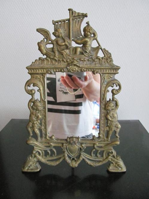 Spegeltje in messing frame, Antiek en Kunst, Curiosa en Brocante, Ophalen