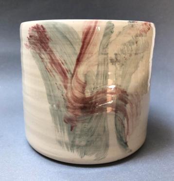 Bloempot, plantenpot met kunstzonniv motief, moderne kunst beschikbaar voor biedingen