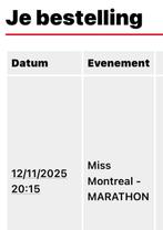2 kaartjes Miss Montreal te koop., Tickets en Kaartjes, Twee personen, November
