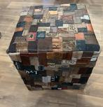 Poef met leren designer labels, Ophalen, Zo goed als nieuw, Rond