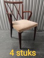 PATIJN Vintage stoel stoelen met armleuningen, Vier, Gebruikt, Hout, Ophalen
