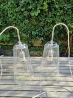 Hanglamp glas (2 stuks) met kappen, Ophalen of Verzenden, Zo goed als nieuw, Glas, Modern