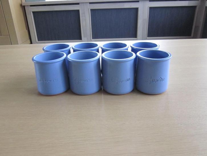 Cermer la fermiere 8 blauwe potjes D6,5cm H7,5cm, Huis en Inrichting, Keuken | Servies, Zo goed als nieuw, Overige typen, Effen