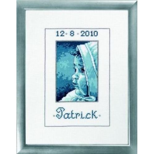 Borduurpakket geboortetegel jongen 928362, Hobby en Vrije tijd, Borduren en Borduurmachines, Nieuw, Borduurpakket, Handborduren