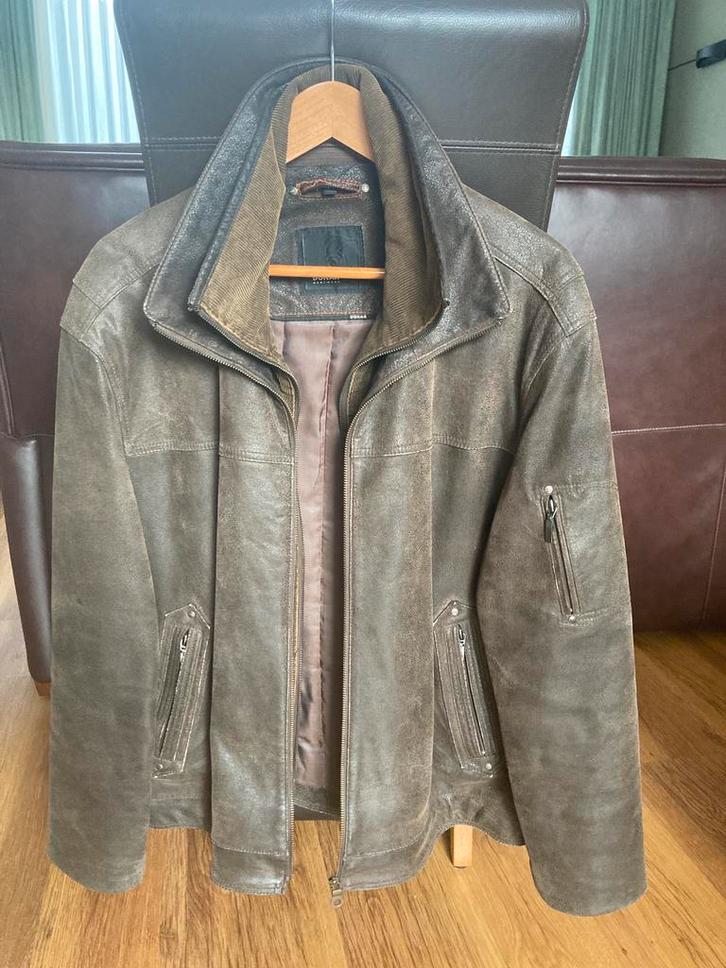 Lederen merkjack ( Donar Menswear) maat 54. L, Kleding | Heren, Jassen | Winter, Zo goed als nieuw, Maat 52/54 (L), Bruin, Ophalen of Verzenden