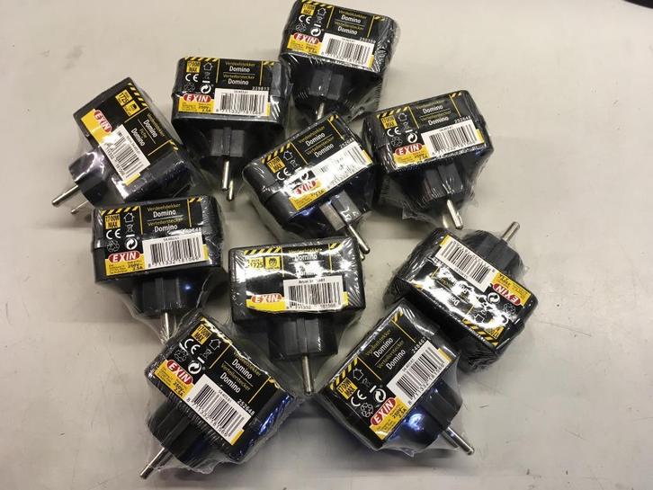 Exin verdeelstekker 3-voudig, Domino, Euro zwart (10 stuks), Hobby en Vrije tijd, Elektronica-componenten, Nieuw, Ophalen of Verzenden
