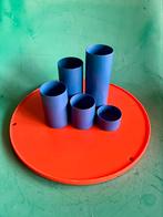 Vintage pennenbakje kunststof vakjes jaren 70 blauw, Diversen, Ophalen of Verzenden, Zo goed als nieuw