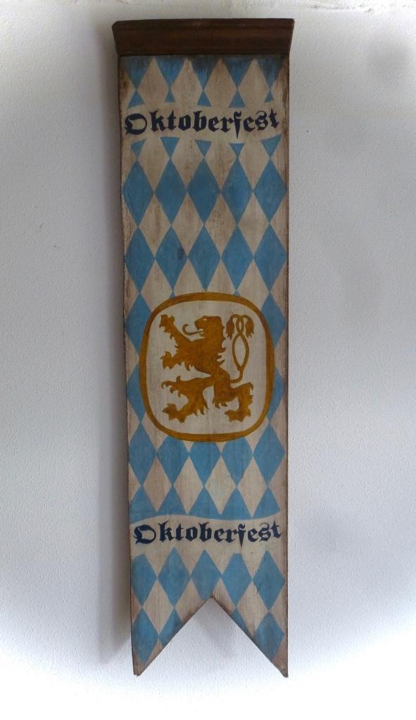 Handgeschilderd houten Oktoberfest vaandel / Biergarten, Huis en Inrichting, Woonaccessoires | Wanddecoraties, Nieuw, Ophalen of Verzenden