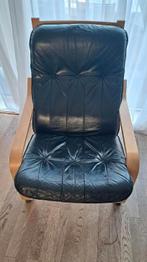 Ikea Poang leder fauteuil, Ophalen, Zwart, Leer, Zo goed als nieuw