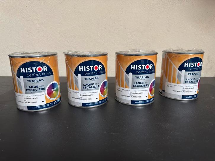 Histor Perfect Finish Traplak Grafietzwart 3L, Doe-het-zelf en Verbouw, Verf, Beits en Lak, Nieuw, Lak, Minder dan 5 liter, Zwart