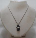 Zilveren ketting met hanger onyx nr.1121, Met hanger, Verzenden, Zo goed als nieuw, Zilver