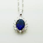 Zilveren collier met hanger, Met strass, Verzenden, Zo goed als nieuw, Nvt