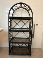 Vintage Rotan kast met Glazen Planken, Ophalen, Gebruikt
