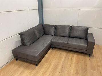 Mooie luxe suede hoekbank donkergrijze antraciet - GEREINIGD beschikbaar voor biedingen