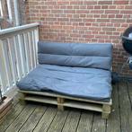 Palletbank inclusief kussens, Tuin en Terras, Tuinsets en Loungesets, Gebruikt, Bank, Hout, Ophalen