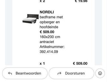 IKEA Nordli bed 160x200 zwart met hoofdbord - afbeelding 3