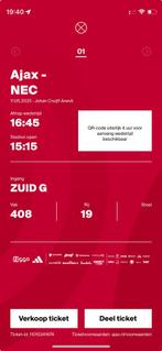 Ajax - NEC 3 kaartjes naast elkaar, Tickets en Kaartjes, Overige typen, Drie personen of meer, Mei