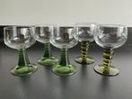 5 vintage grote Duitse roemers met groene voet, Ophalen of Verzenden