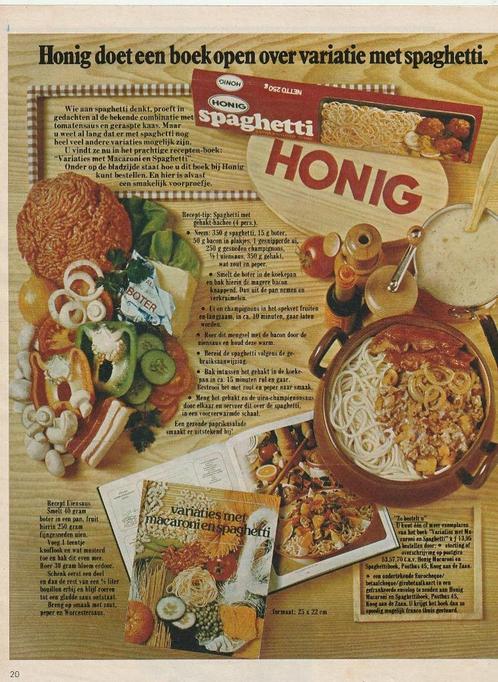 retro reclame 1978  Honig Koog aan de Zaan spaghetti variati, Verzamelen, Retro, Overige typen, Verzenden