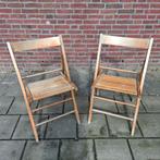 2 vintage houten klapstoelen tuinstoelen, Ophalen, Gebruikt, Hout, Inklapbaar