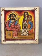 250769 Oud Afrikaans koptische schilderij op leer Ethiopie, Ophalen of Verzenden