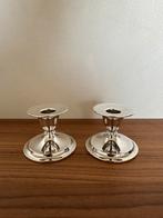 Verzilverde kaarsenhouder oude vintage kandelaar, Ophalen of Verzenden, Zilver