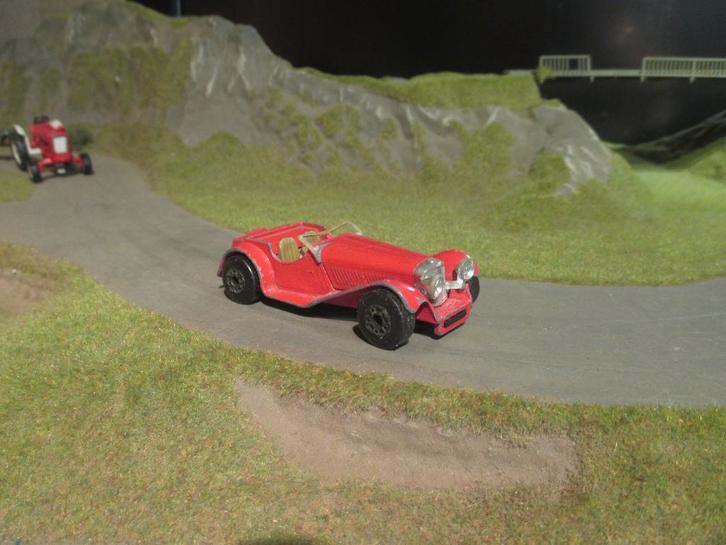 1:50 Jaguar SS 100 - Matchbox MB47 1982 rood bespeeld, Hobby en Vrije tijd, Modelauto's | Overige schalen, Gebruikt, Auto, Ophalen of Verzenden