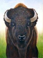 Schilderij met een bizonkop, Antiek en Kunst, Kunst | Schilderijen | Klassiek, Ophalen