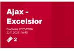 2 kaarten naast elkaar ajax excelsior vak 430, Tickets en Kaartjes, Twee personen, Maart