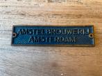 Amstelbier plaatje antiek messing, Ophalen of Verzenden, Zo goed als nieuw, Reclamebord, Plaat of Schild, Amstel