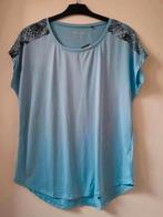 Leontien sportshirt blauw/ dierenprint op schouder, maat M,, Maat 38/40 (M), Leontien, Blauw, Nieuw