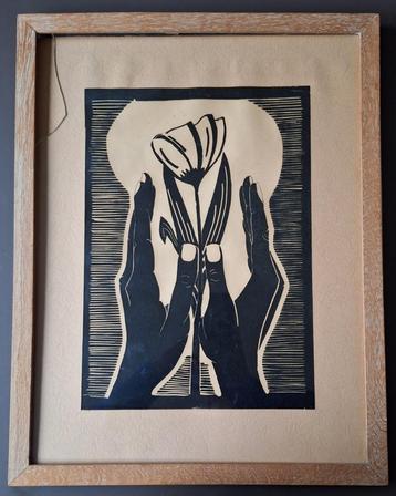 Handen om tulp - gravure ? beschikbaar voor biedingen