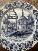Delftsblauw bord, tafereel Leidschendam 1989, Ophalen of Verzenden