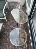 2 super leuke vintage look tuin/ balkon tafeltjes, Ophalen, Zo goed als nieuw, Rond
