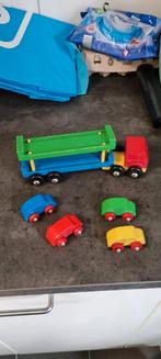Houten Vrachtwagen met Autootjes, Ophalen of Verzenden, Gebruikt