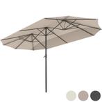 Lifegoods dubbele terras parasol (taupe), Ophalen, Waterdicht, 2 tot 3 meter, Zo goed als nieuw