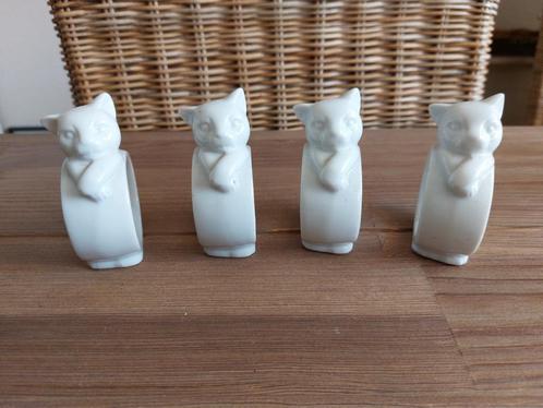 4 Prachtige Vintage Poes Beeld Servet Houders Wit Porselein, Antiek en Kunst, Antiek | Porselein, Verzenden
