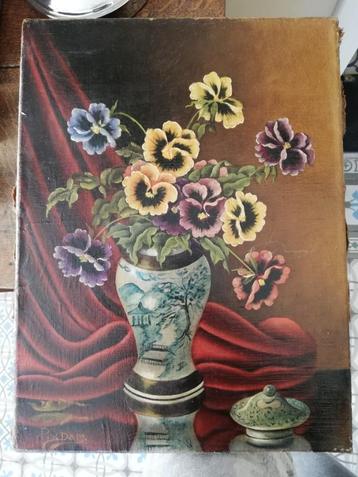 Schilderij op doek prachtige bloemen, diepe heldere kleuren beschikbaar voor biedingen