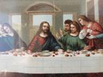 Mooie originele oude ingelijste Laatste avondmaal prent., Antiek en Kunst, Ophalen of Verzenden