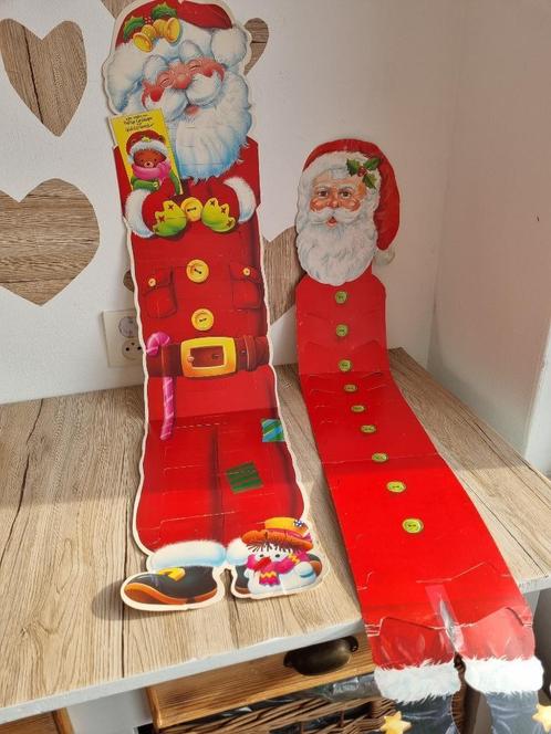 2 Vintage Kerstkaarten Houders Karton Kerstman o.a Abn Amro, Diversen, Kerst, Gebruikt, Verzenden