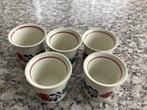 Boerenbont Eierdopjes - 5 stuks, Gebruikt, Overige typen, Ophalen of Verzenden, Aardewerk