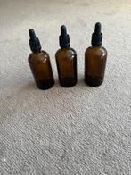 3x Pipetflesje glas 100ml Amber met zwarte dop verzegelbaar, Ophalen of Verzenden, Zo goed als nieuw, Overige typen