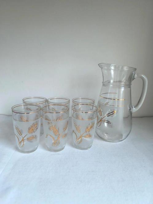 Vintage covetro Italiaanse limonade set goud graan, Antiek en Kunst, Antiek | Glas en Kristal, Ophalen of Verzenden