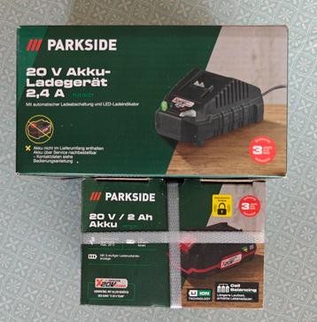 Parkside 20v Accu + oplader, nieuw - ongebruikt in doos beschikbaar voor biedingen