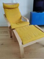 IKEA POÄNG armchair and footstool, Gebruikt, 75 tot 100 cm, 50 tot 75 cm, Hout