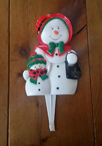 Vintage kerststeker sneeuwpop - sneeuwvrouw met kindje  beschikbaar voor biedingen