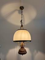 Hanglamp Eiken met Glazen Kap, Ophalen of Verzenden, Gebruikt, Hout, Minder dan 50 cm