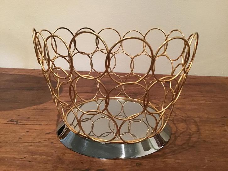 DESIGN RVS MET VERGULD GOUDDRAAD “SCHAAL 1995, Antiek en Kunst, Kunst | Designobjecten, Ophalen of Verzenden