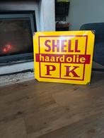 Emaille reclamebord Shell olie haardolie Langcat Bussum, Verzamelen, Merken en Reclamevoorwerpen, Ophalen of Verzenden, Gebruikt